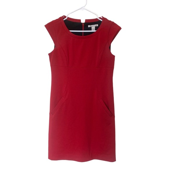 Kenneth Cole Vibrant Red Empire Fitted Dress Size 0 - Picture 2 of 7